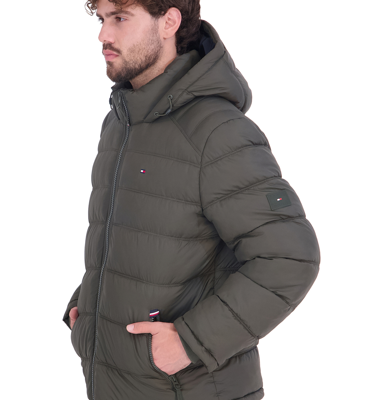 Tommy Hilfiger Men's Hooded Puffer Jacket - Olive