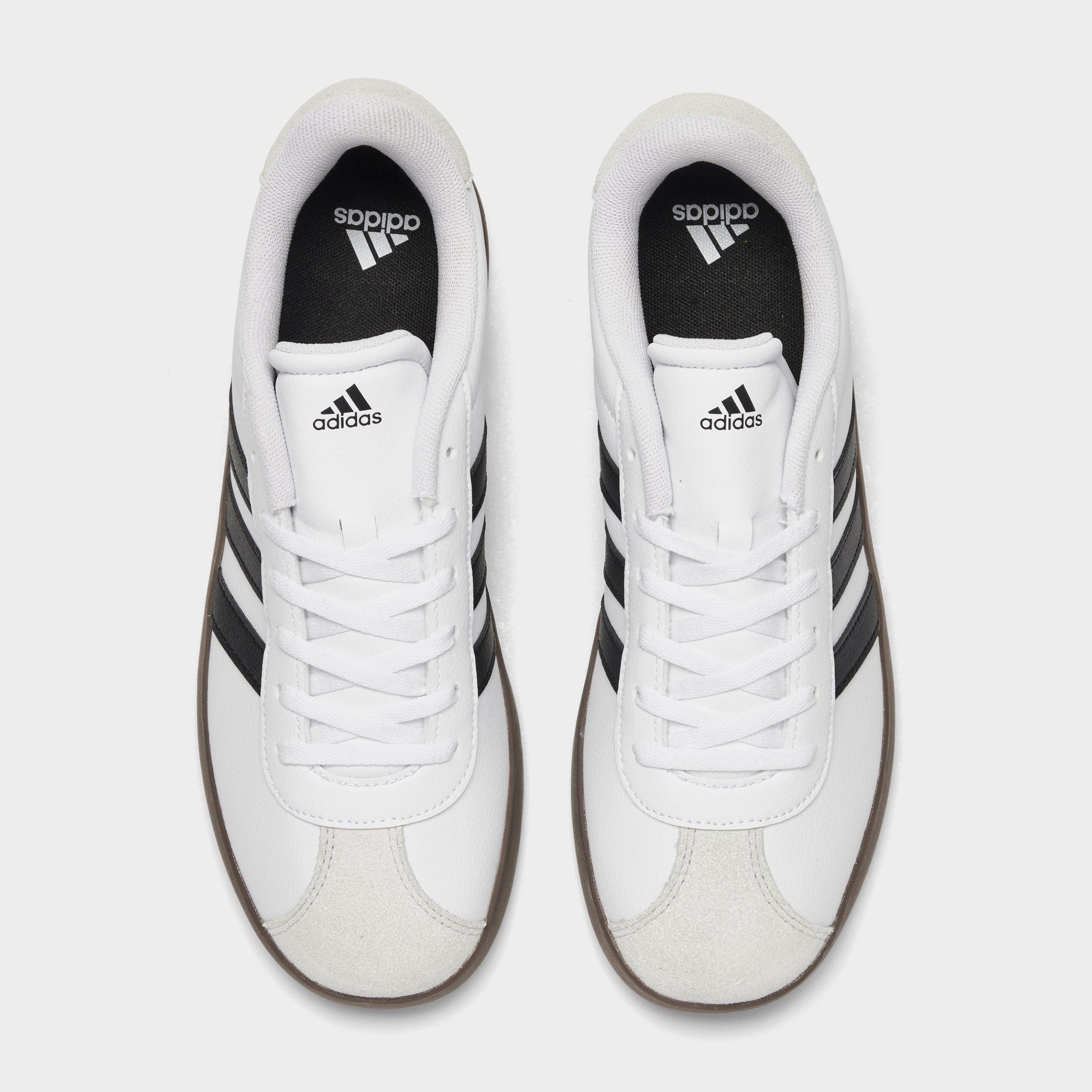 Big Kids' adidas VL Court 3.0 Skateboarding Casual Shoes - White/Black/Grey - Top view