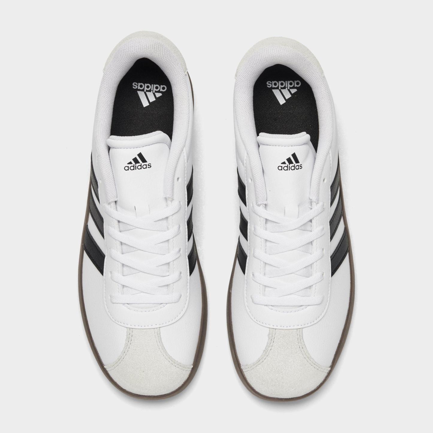 Big Kids' adidas VL Court 3.0 Skateboarding Casual Shoes - White/Black/Grey - Top view