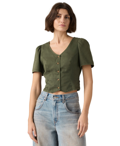 Levi's Women's Moxie Cotton Short-Sleeve Denim Blouse - Deep Depth