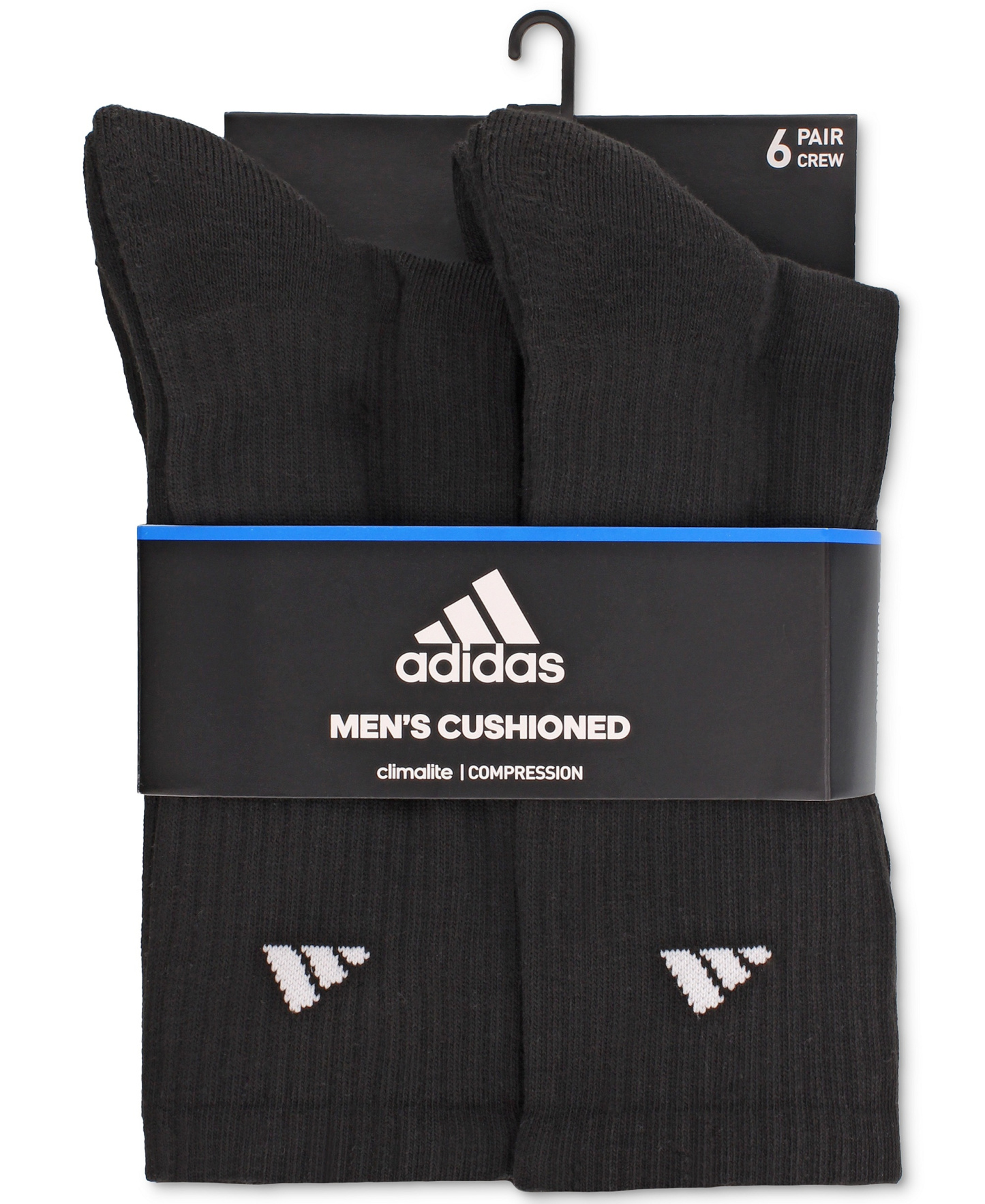 adidas Men's Cushioned Athletic 6-Pack Crew Socks - Black