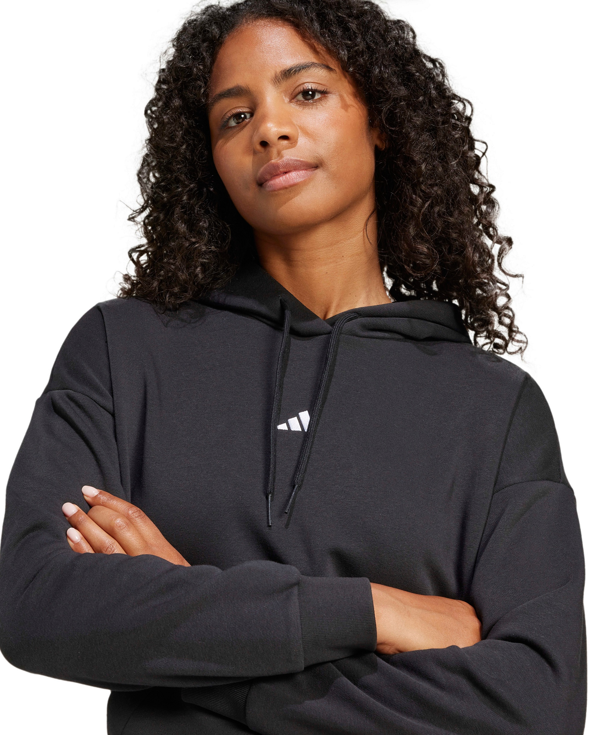 adidas Women's Essentials Long-Sleeve Logo Hoodie - Black/White