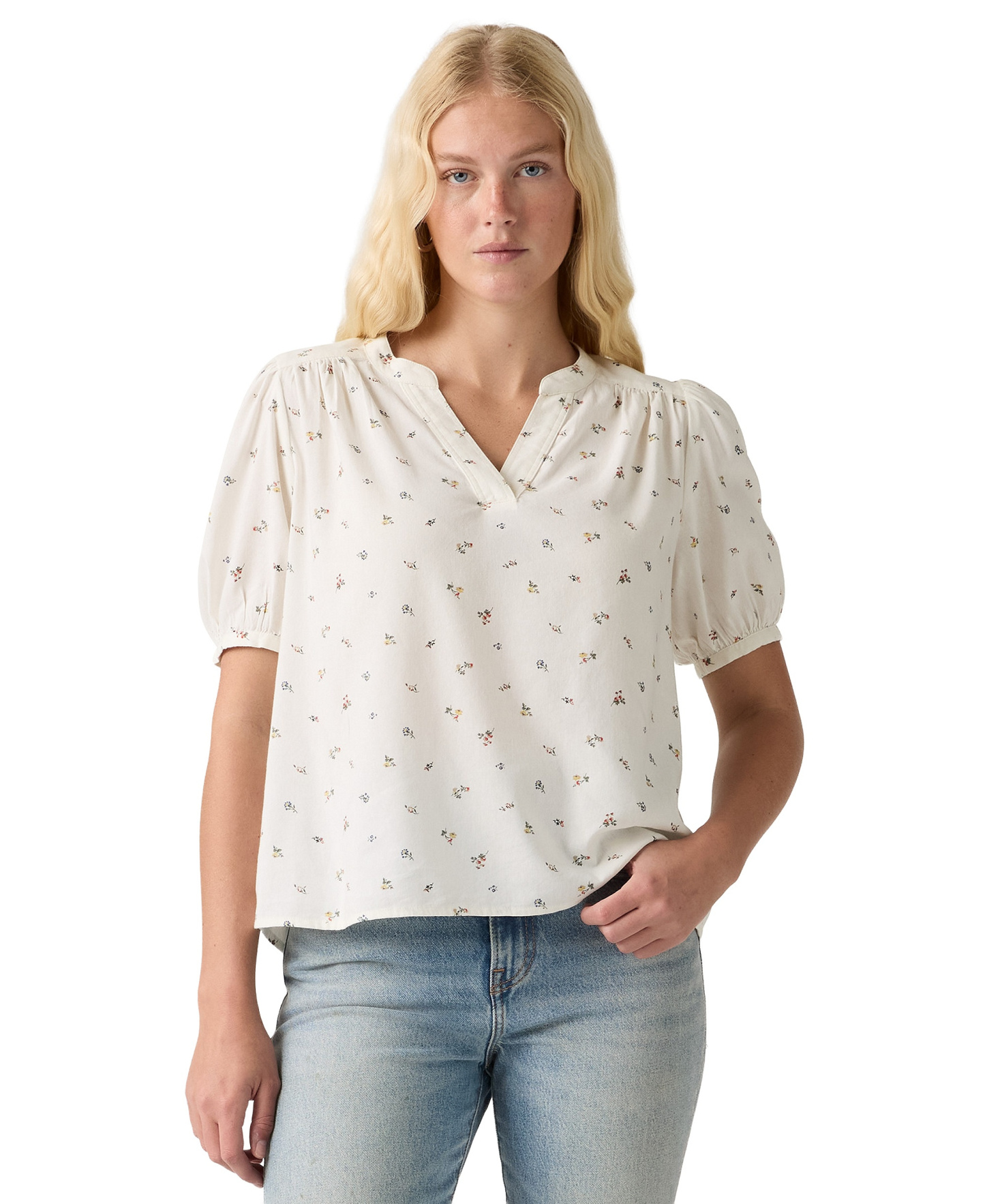 Levi's Women's Amelie Cotton Poplin Blouse - Maja Ditsy Egret Da08n1