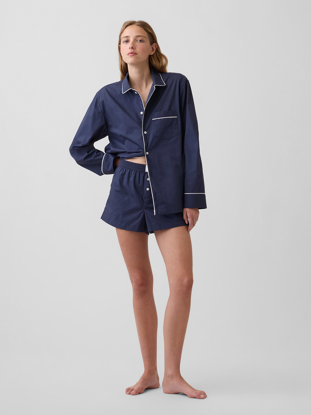 Poplin PJ Boxer Shorts - Vintage navy blue