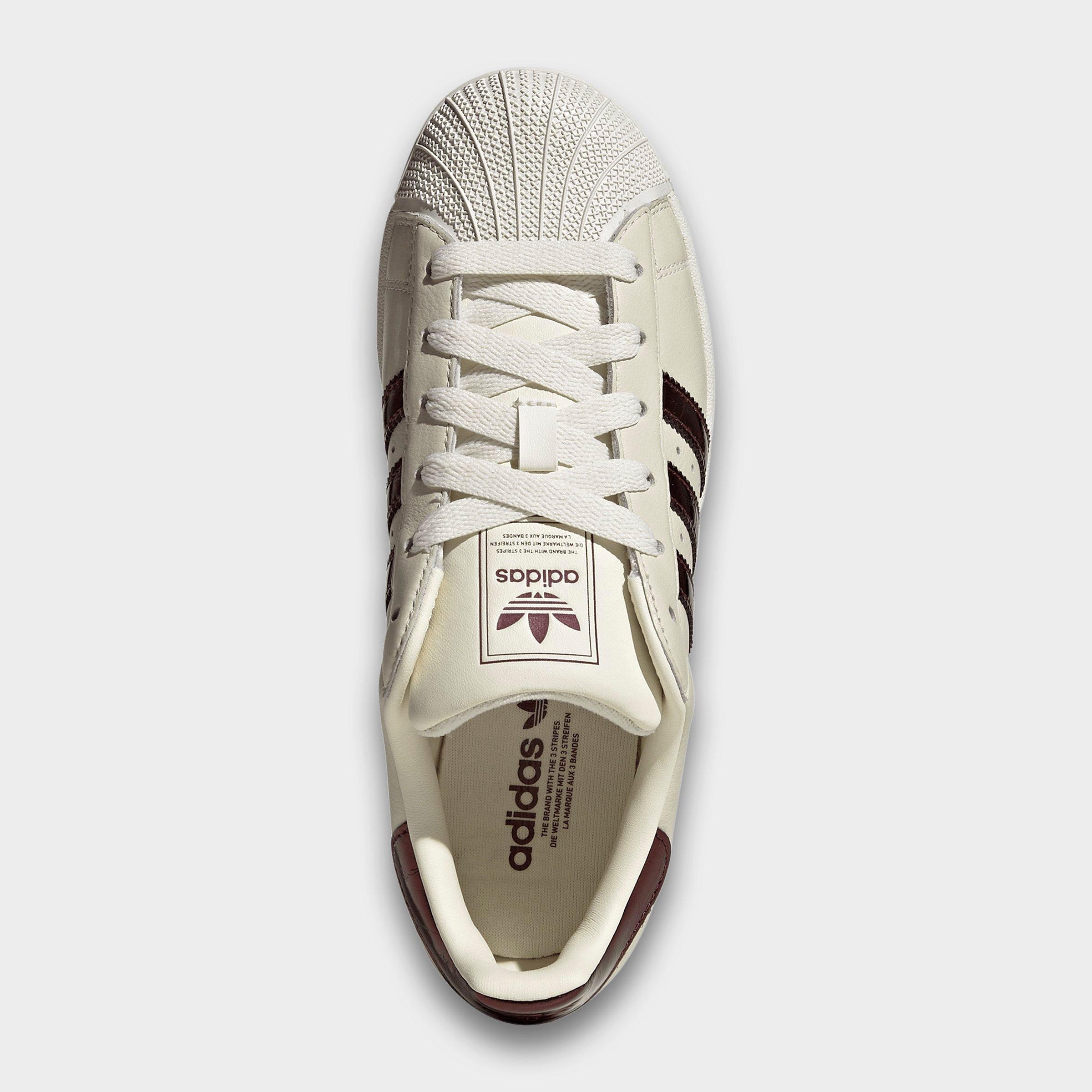 Women's adidas Originals Superstar II Casual Shoes - Off White/Maroon/Gold Metallic - Top view