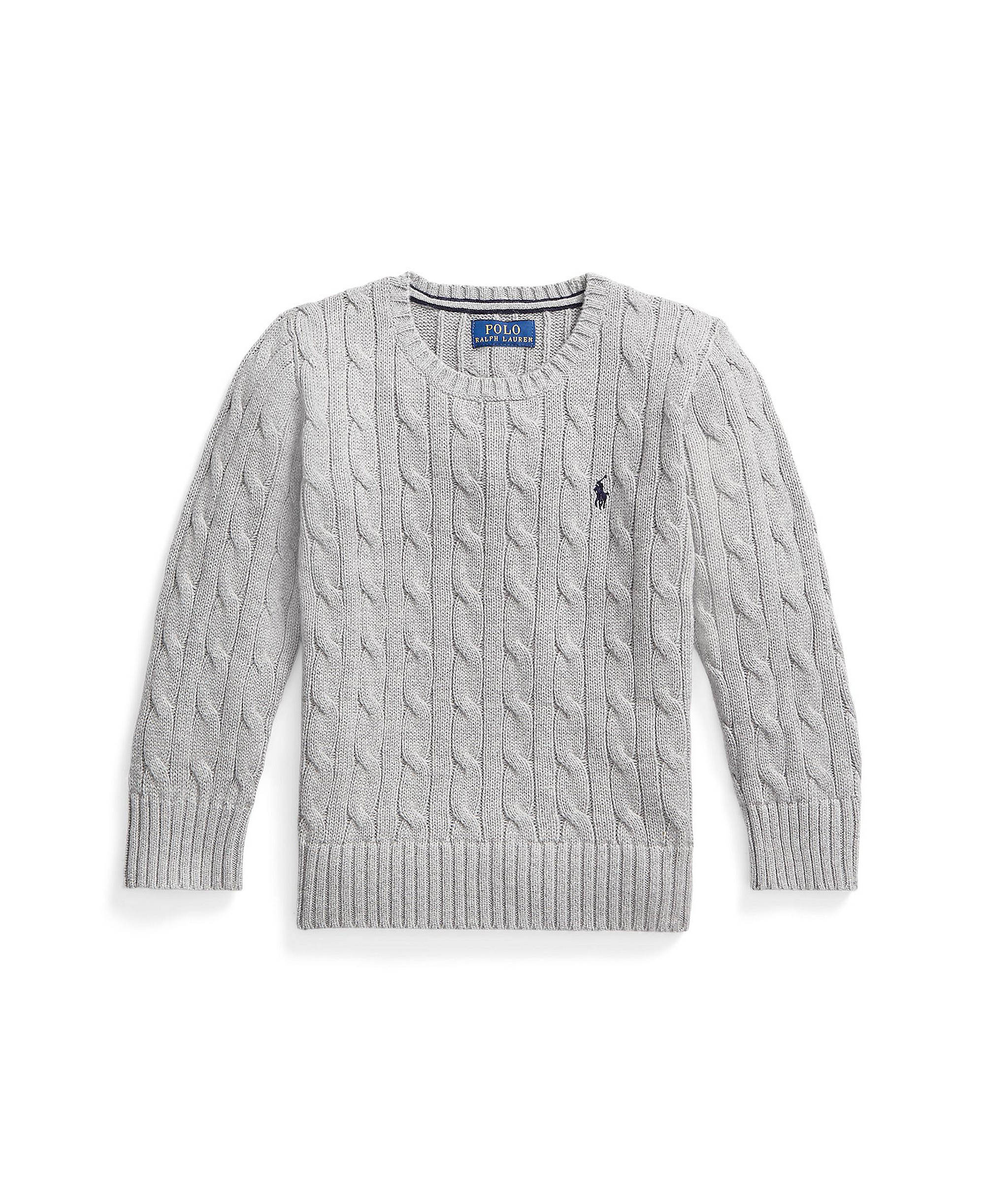 Polo Ralph Lauren Boys' 8-20 Cable-Knit Cotton Sweater - Andover Heather