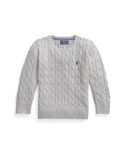 Polo Ralph Lauren Boys' 8-20 Cable-Knit Cotton Sweater - Andover Heather