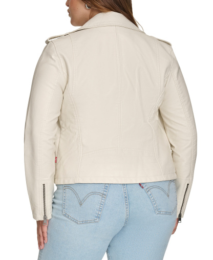 Levi's Women's Classic Faux Leather Asymmetrical Moto Jacket - Oyster