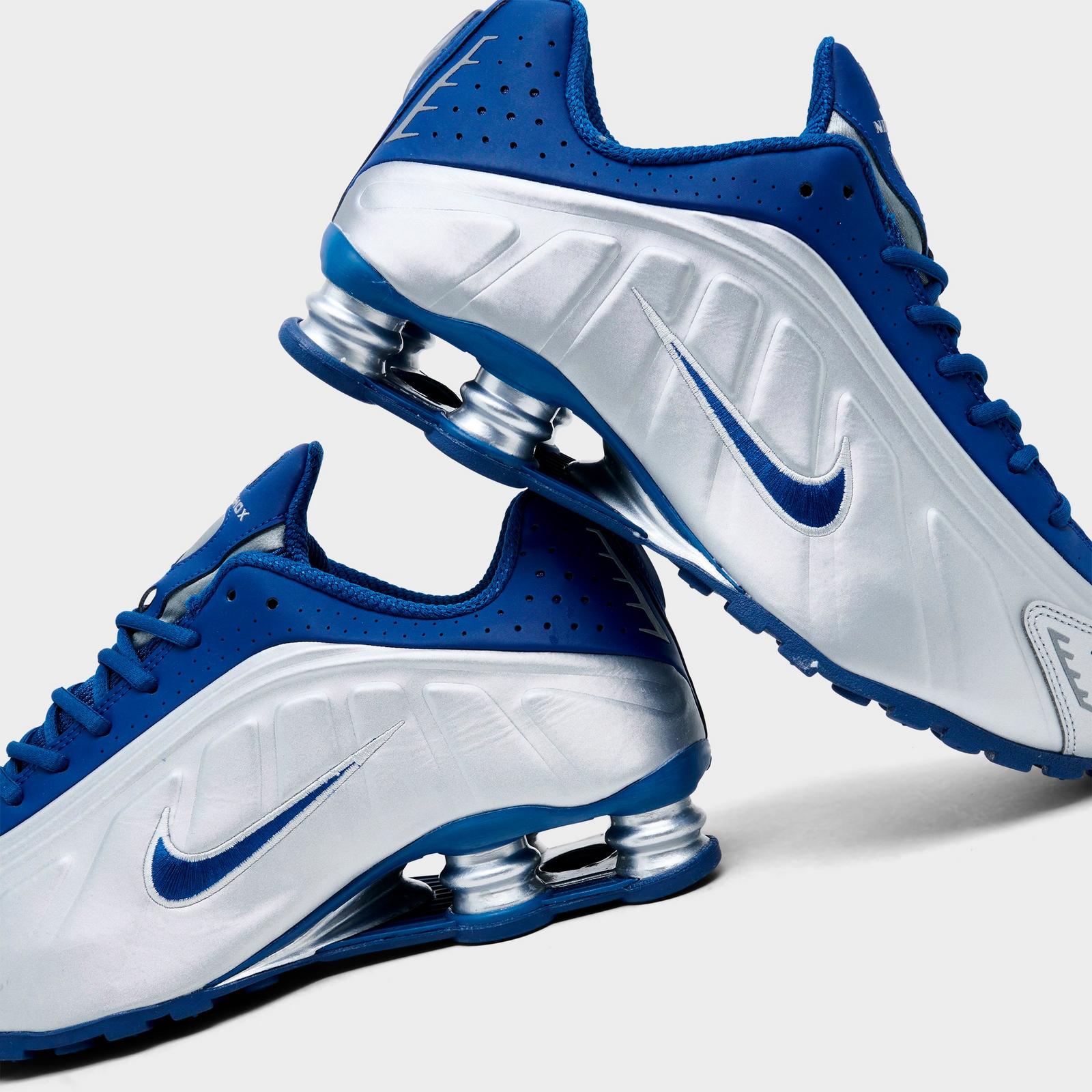 Men's Nike Shox R4 Casual Shoes - Court Blue/White/Metallic Silver