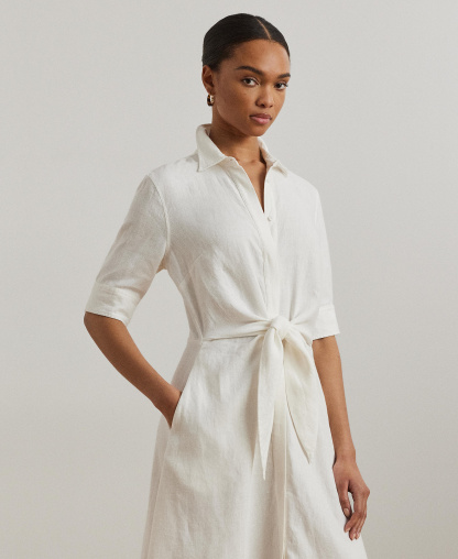 Lauren Ralph Lauren Women's Linen Shirtdress - White