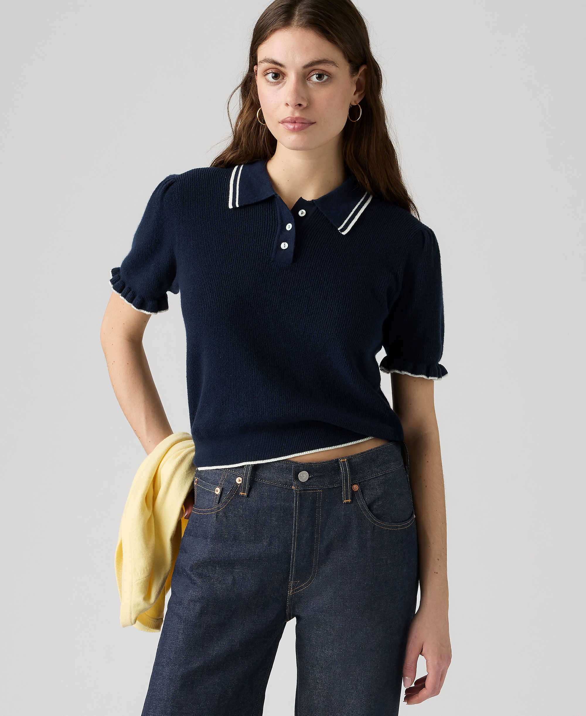 Levi's Premium Women's Short-Sleeve Pull-On Polo Shirt - Navy Blazer / Egret Navy Blazer / Egret