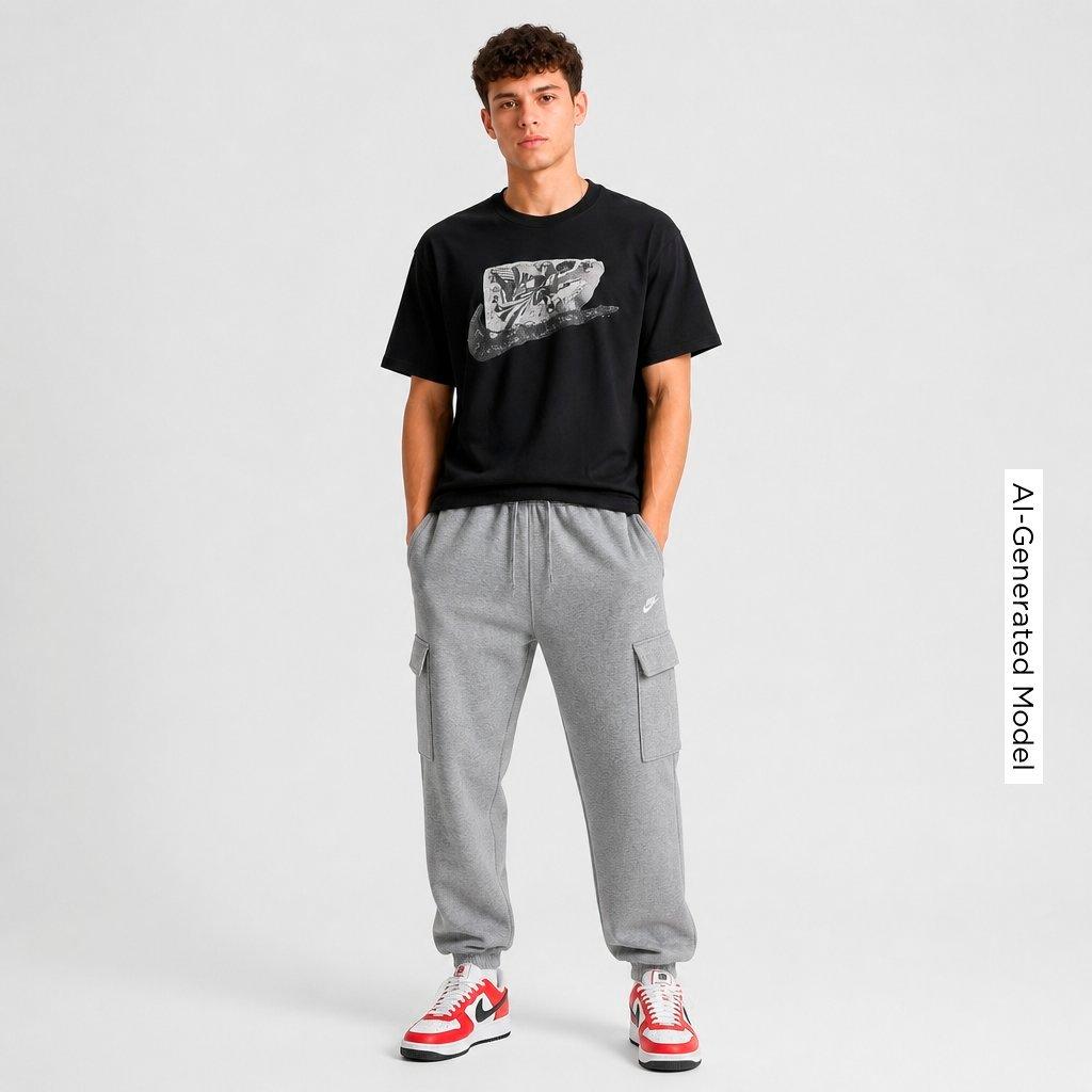 Men's Nithtke Sportswear Swoosh Stone T-Shirt - Black