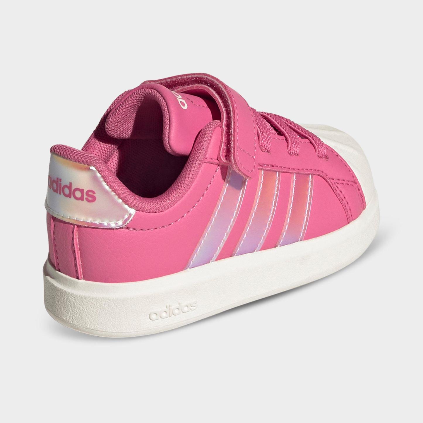 Kids' Toddler adidas Streettalk Hook-And-Loop Stretch Lace Casual Shoes - Pink Fusion/White/Wonder Quartz - Back view