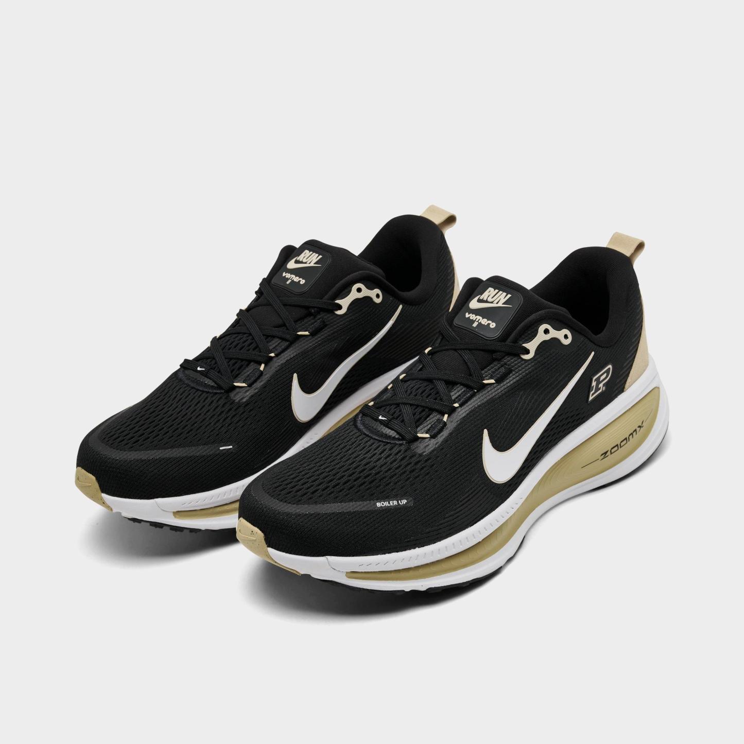 Men's Nithtke Vomero 18 Purdue Boilermakers Running Shoes - Part 1 - Black/White/Team Gold - Both shoes facing left