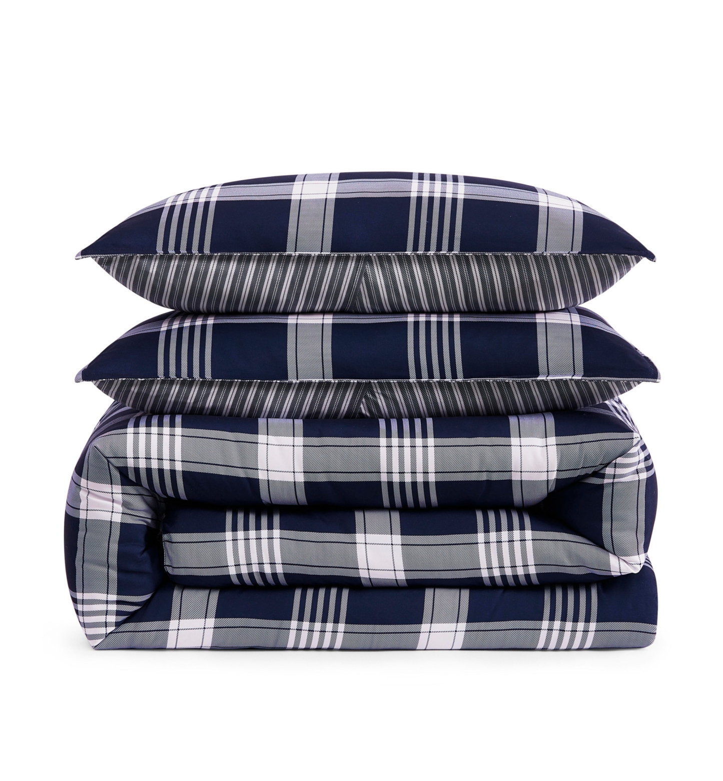 Tommy Hilfiger Huntingdon Plaid Washed Microfiber Comforter Sets - Core Navy
