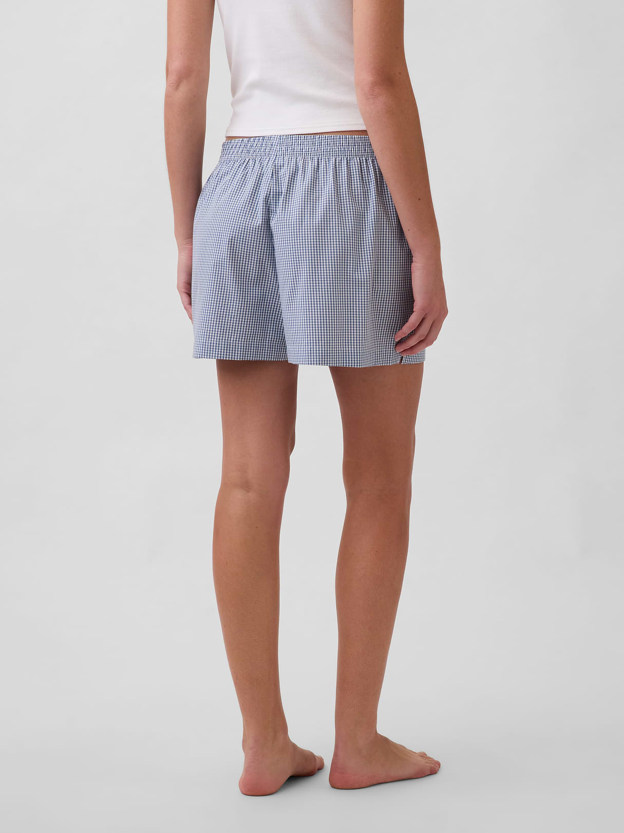 Poplin PJ Boxer Shorts - Navy blue gingham