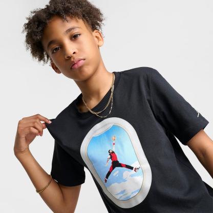 Big Kids' Jordan Plane Window Graphic T-Shirt - Black - view 5