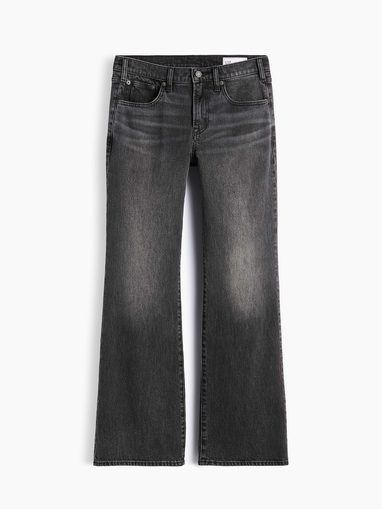 Mid Rise Relaxed Flare Jeans - Black wash
