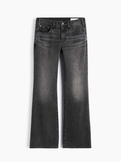 Mid Rise Relaxed Flare Jeans - Black wash