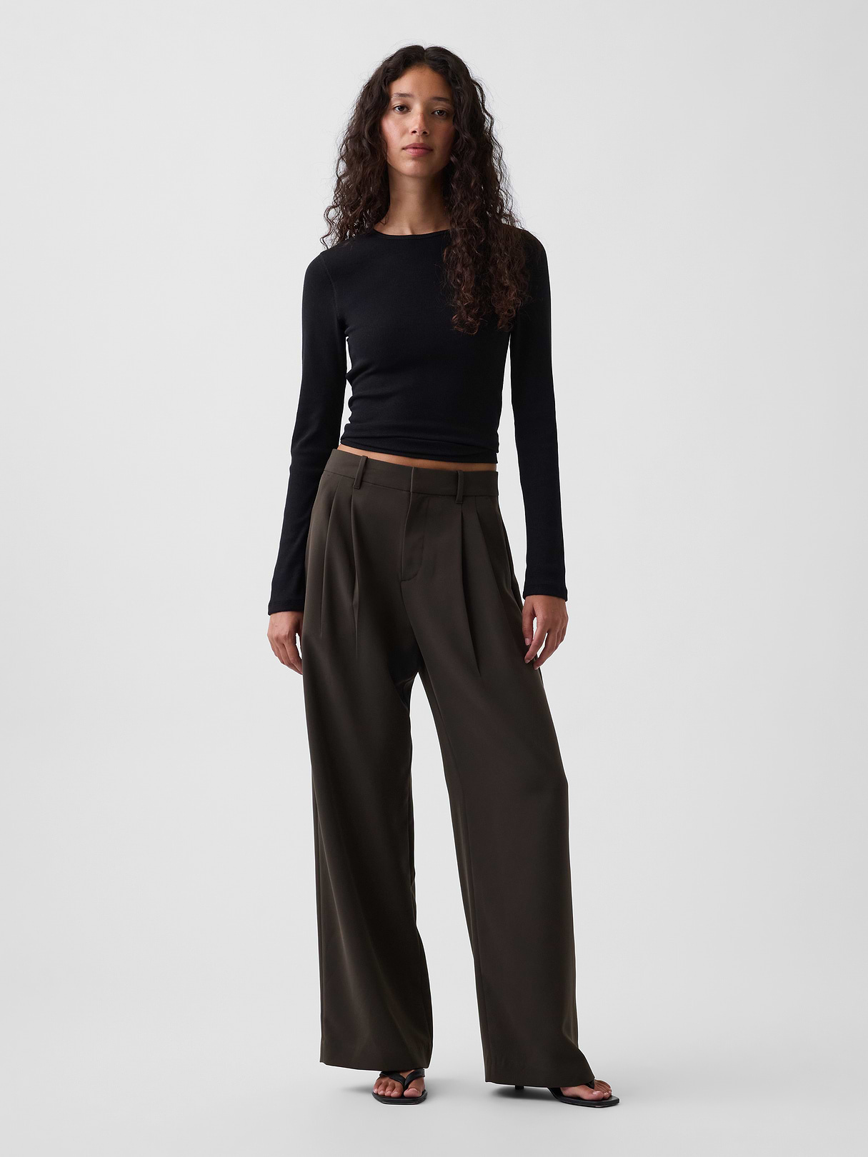 365 High Rise Pleated Trousers - Deep woods green