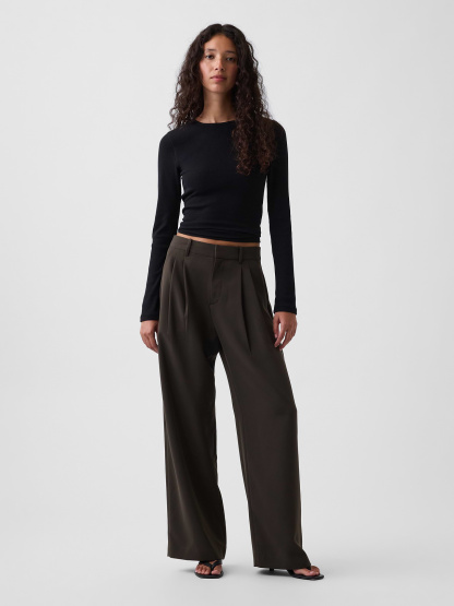 365 High Rise Pleated Trousers - Deep woods green