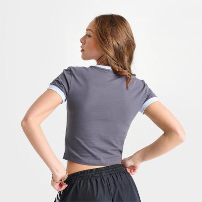Women's adidas Originals adicolor 3-Stripes Baby T-Shirt - Dark Grey/Aurora Onix/Crystal Sky - view 4