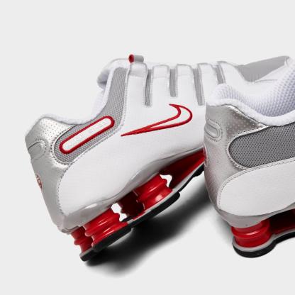 Men's Nike Shox NZ Casual Shoes - White/Sport Red/Cool Grey/Metallic Silver