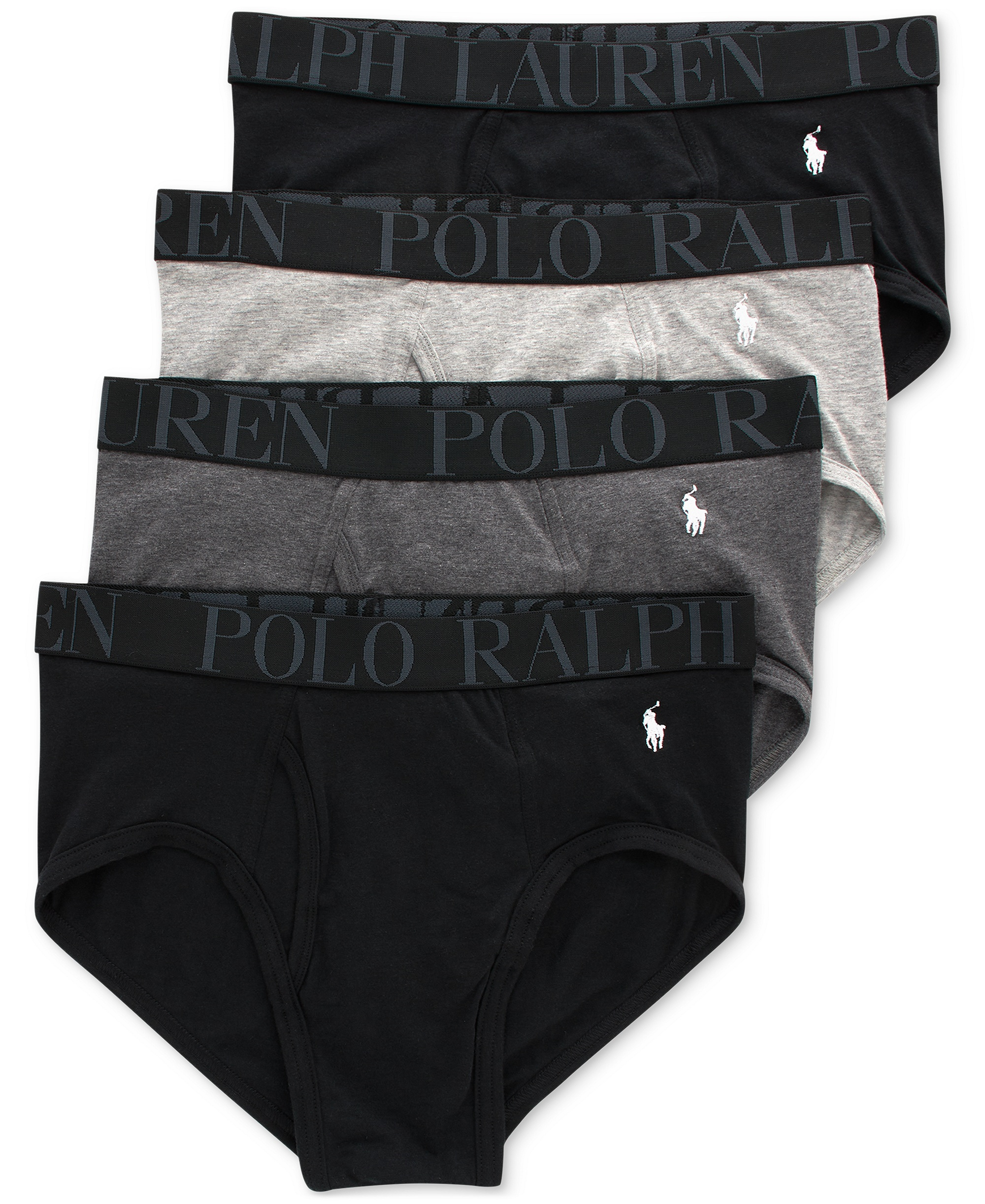 Polo Ralph Lauren Men's 4-Pack Classic Stretch Briefs - Polo Black/Andover Heather/Charcoal Heather/Polo Black