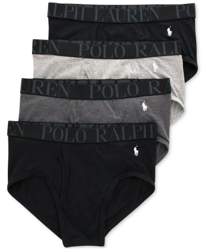 Polo Ralph Lauren Men's 4-Pack Classic Stretch Briefs - Polo Black/Andover Heather/Charcoal Heather/Polo Black
