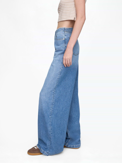 Mid Rise UltraSoft Baggy Jeans - Washed indigo