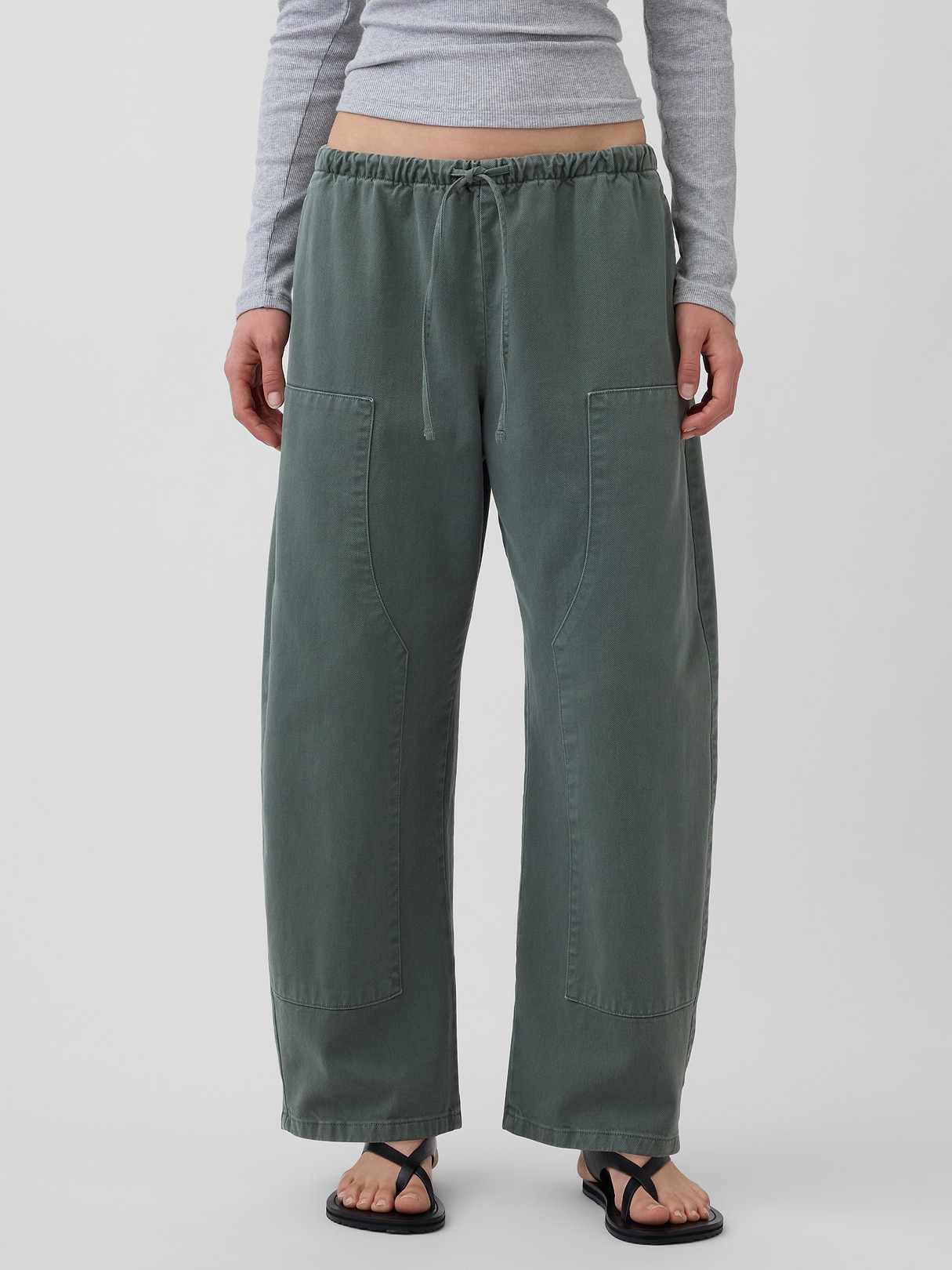Easy Double-Knee Barrel Pants - District green