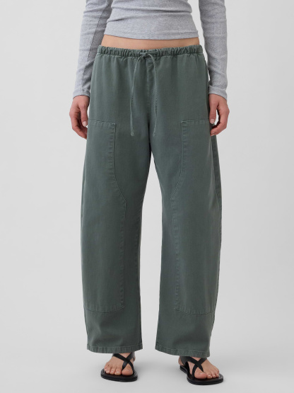 Easy Double-Knee Barrel Pants - District green