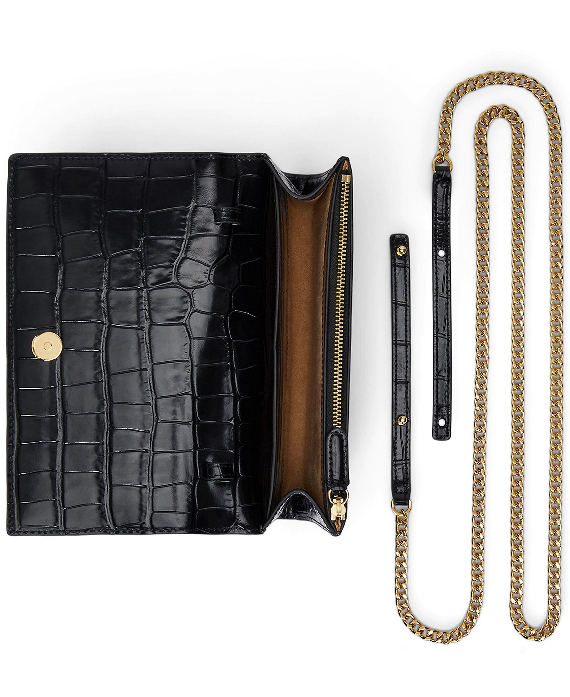 Lauren Ralph Lauren Adair II Small Croc-Embossed Crossbody Bag - Black