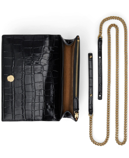 Lauren Ralph Lauren Adair II Small Croc-Embossed Crossbody Bag - Black