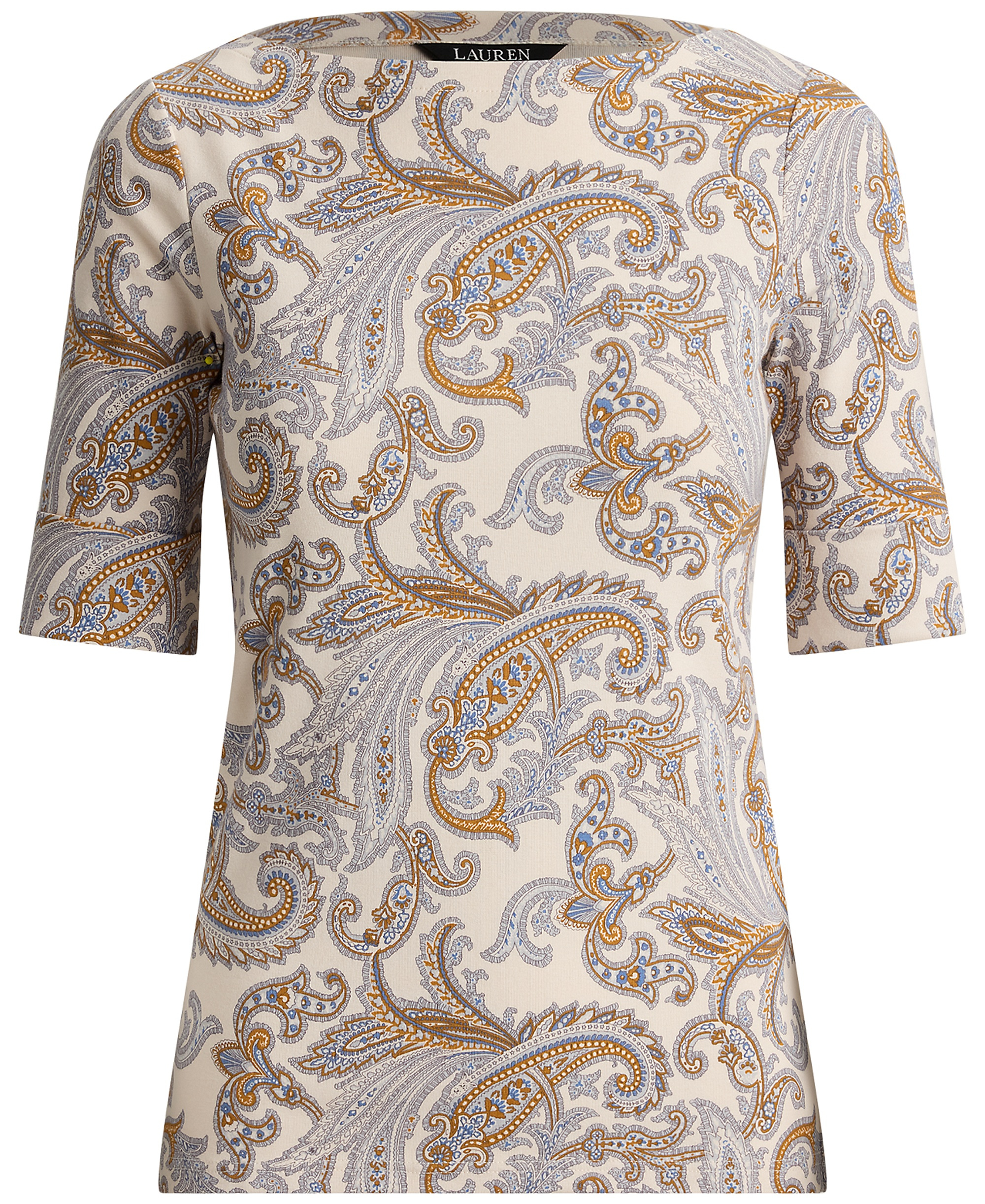Lauren Ralph Lauren Women's Boat Neck Short-Sleeve Blouse - Cream Multi