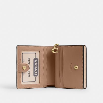 Snap Wallet With Floral Print And Charm - Gold/Chalk Multi - view 3