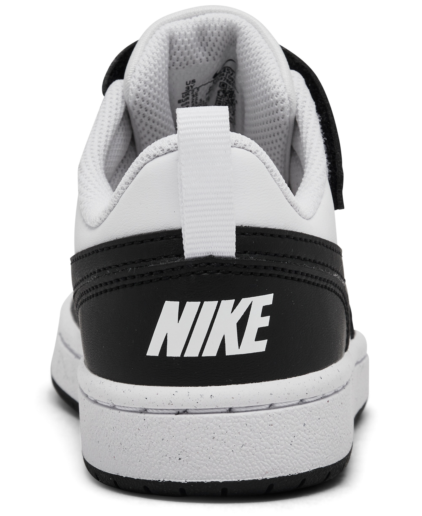 Nike Little Kids' Court Borough Low Recraft Fastening Strap Casual Sneakers from Finish Line - White, Black