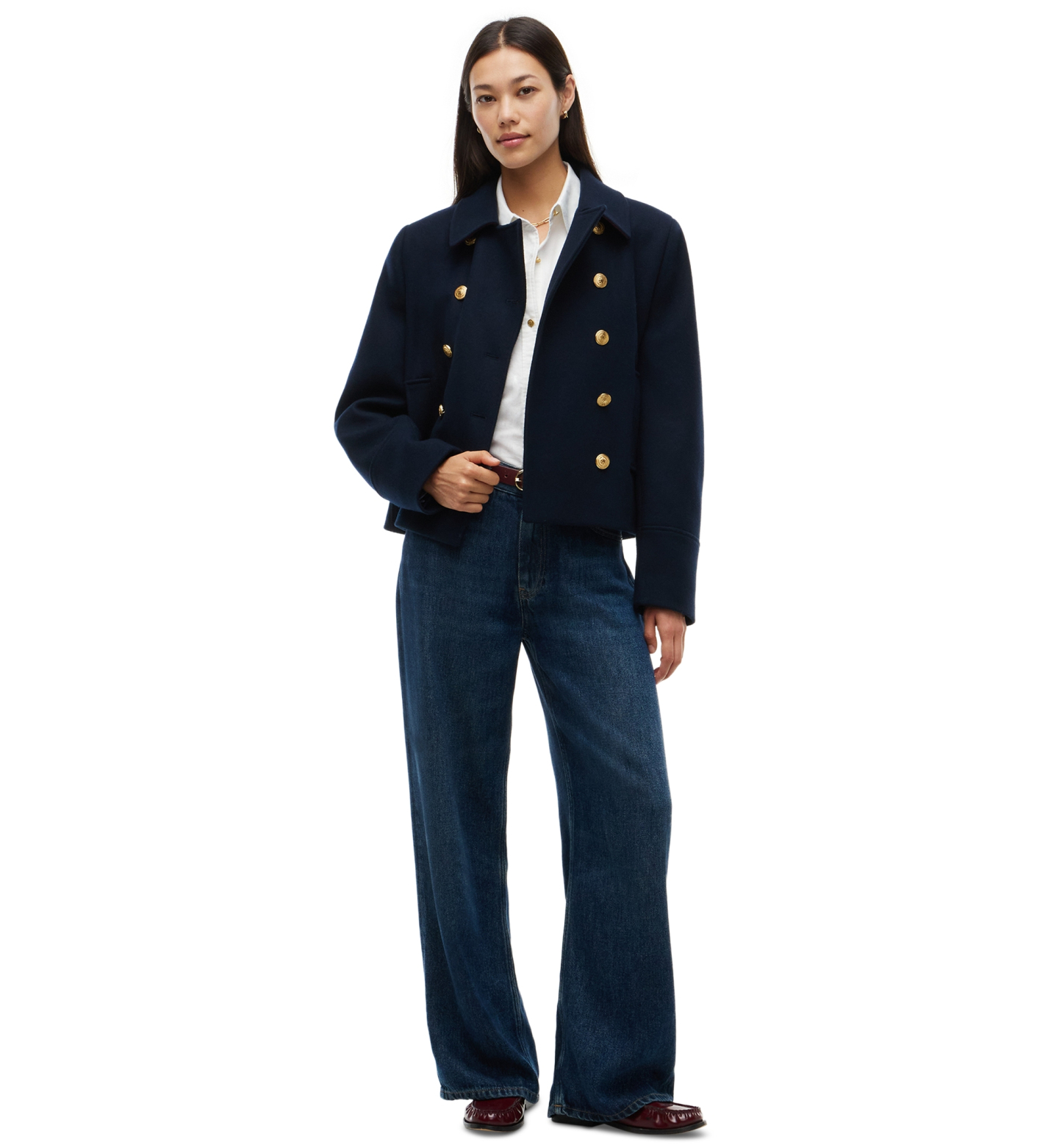 Tommy Hilfiger Women's American Icons Double-Breasted Wool-Blend Peacoat, Macy's Exclusive - Dark Blue