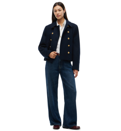 Tommy Hilfiger Women's American Icons Double-Breasted Wool-Blend Peacoat, Macy's Exclusive - Dark Blue