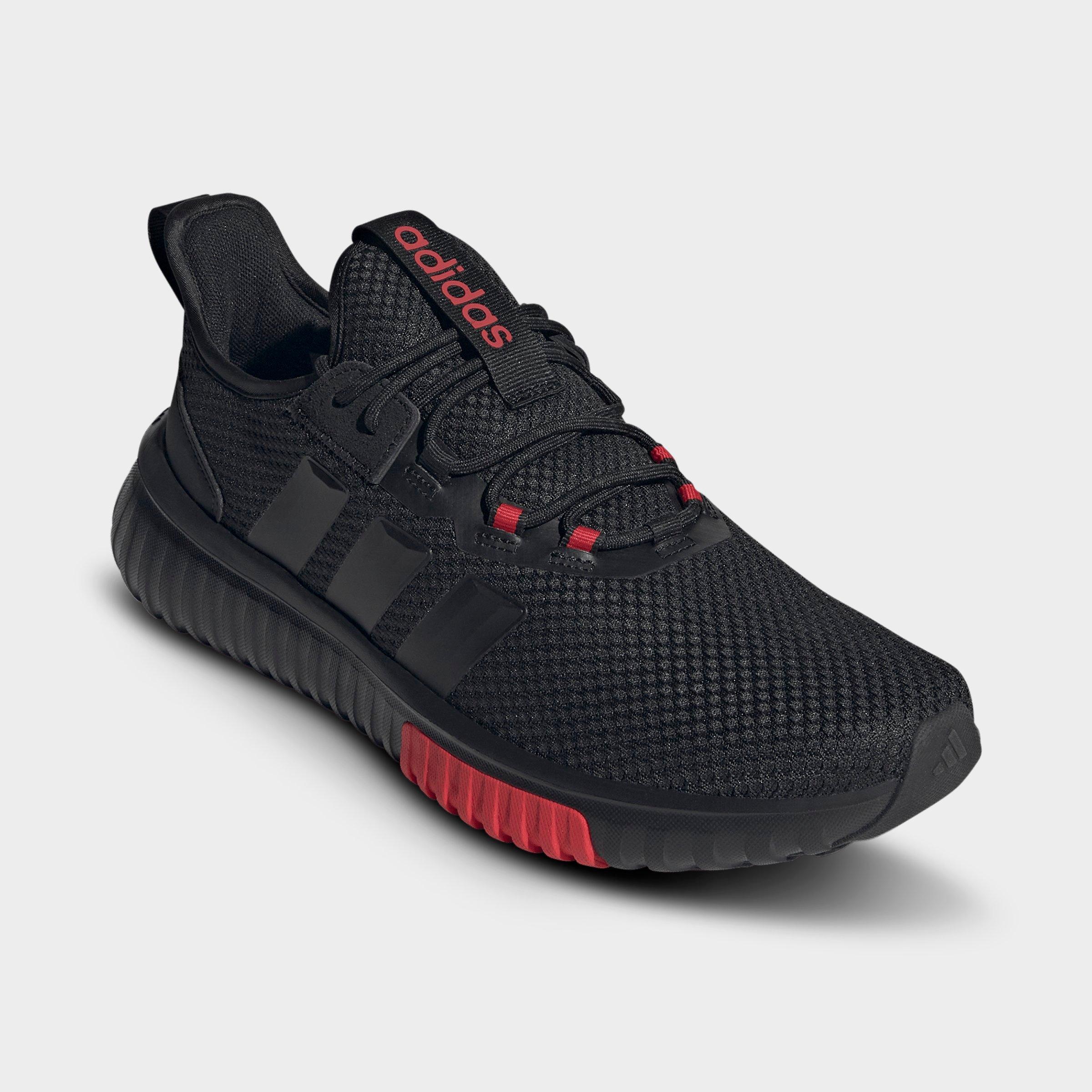 Men's adidas Kaptir 4.0 Casual Shoes - Core Black/Core Black/Pure Ruby - Both shoes facing left
