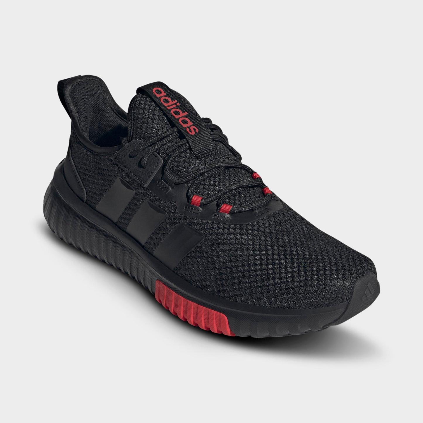 Men's adidas Kaptir 4.0 Casual Shoes - Core Black/Core Black/Pure Ruby - Both shoes facing left