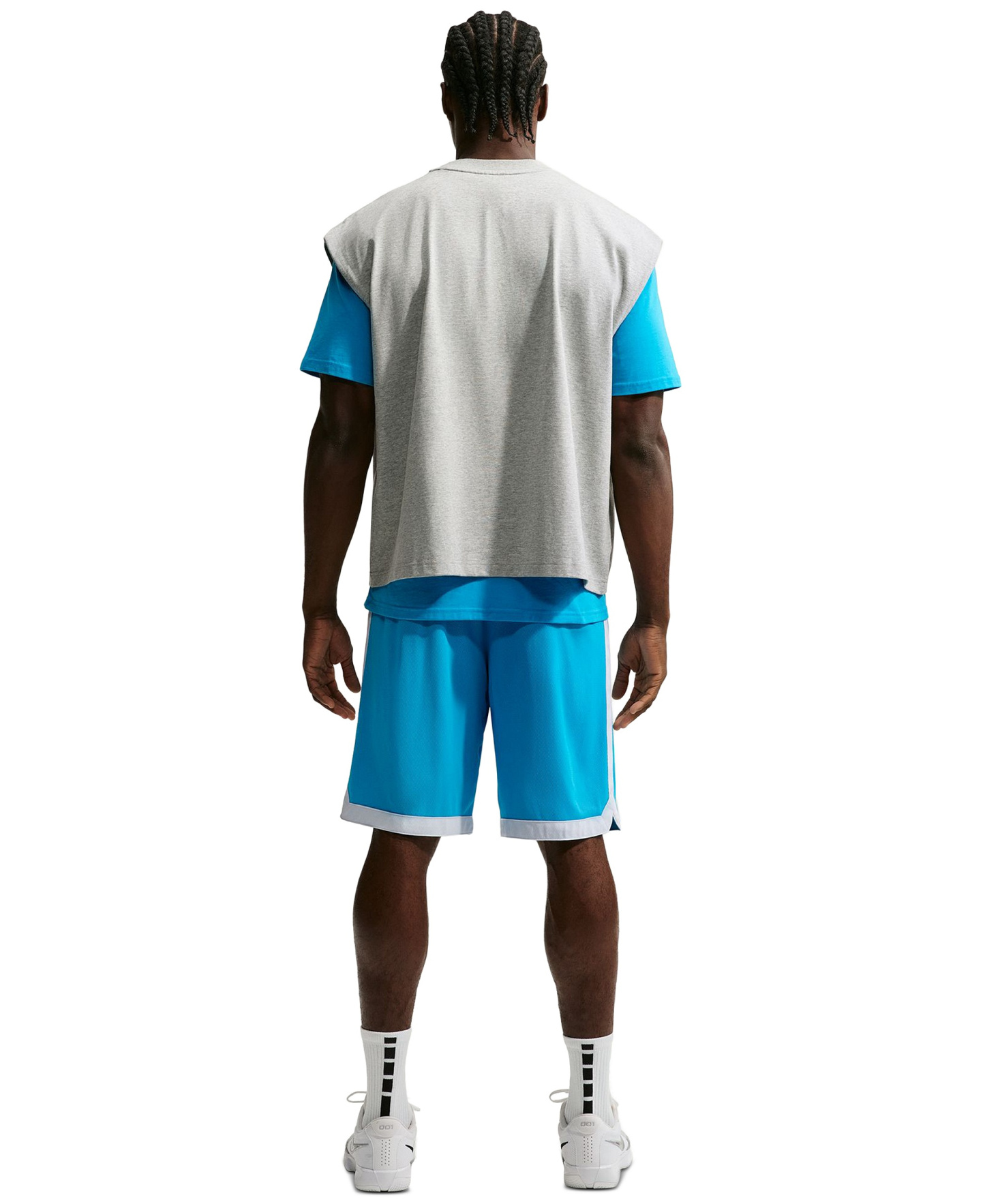 Nike Men's DNA Academy Dri-FIT Basketball Shorts, 11" Inseam - Light Current Blue/Football Grey/White