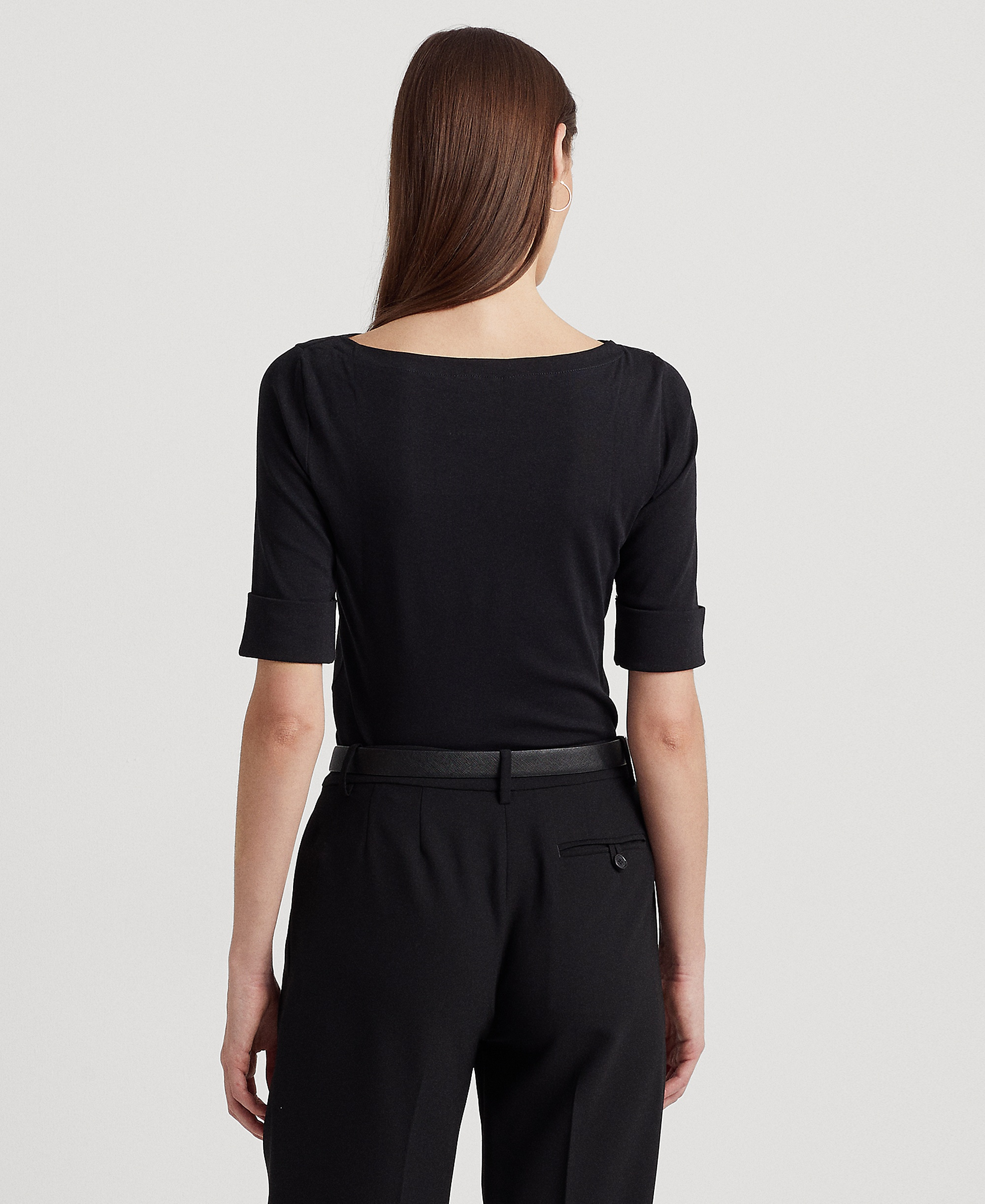 Lauren Ralph Lauren Stretch Boatneck Top - Polo Black