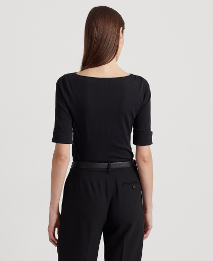 Lauren Ralph Lauren Stretch Boatneck Top - Polo Black