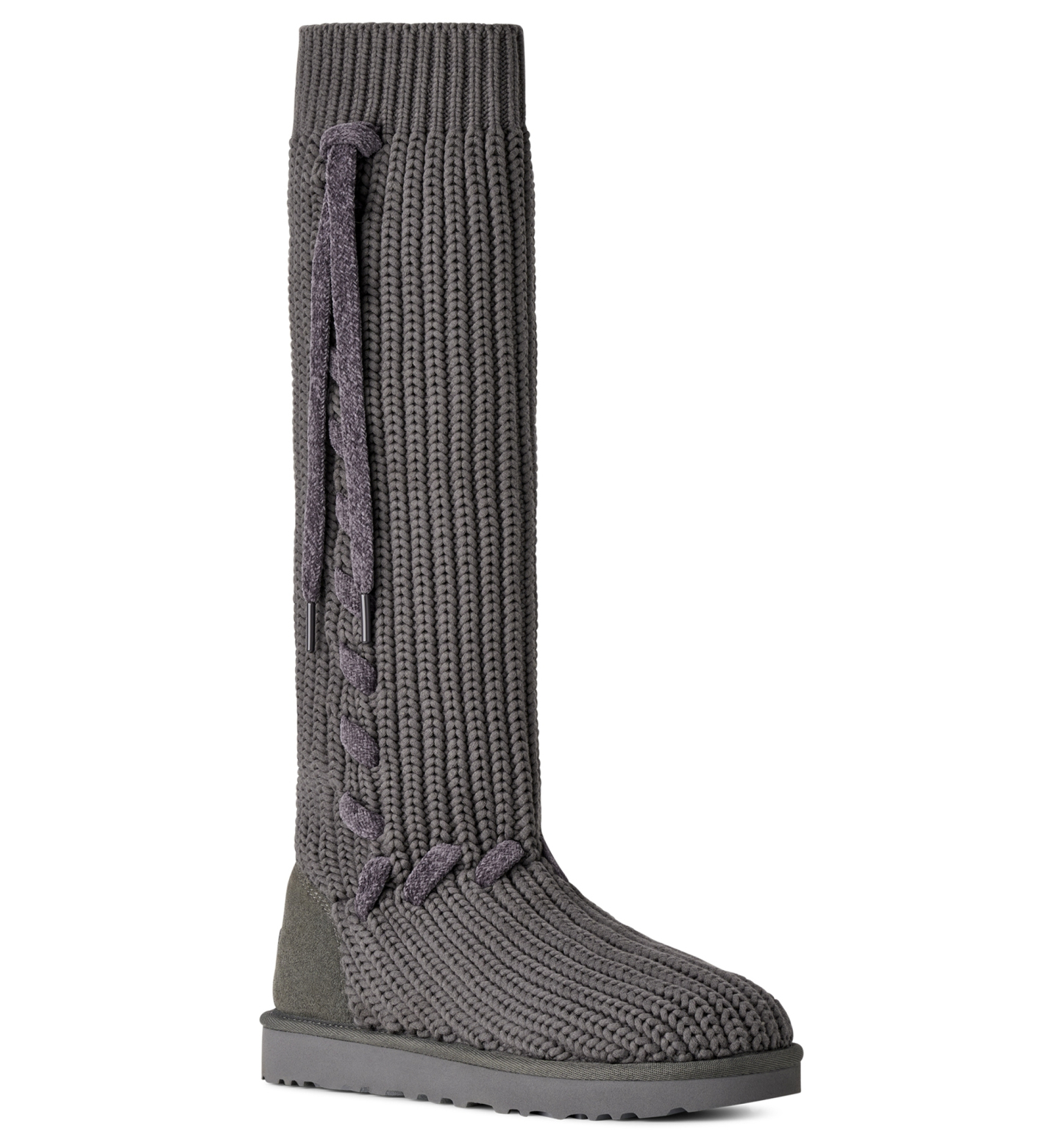 UGG® Women's Classic Tall Whipstitch Knit Slouch Knee High Boots - Charcoal