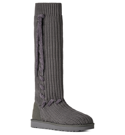 UGG® Women's Classic Tall Whipstitch Knit Slouch Knee High Boots - Charcoal