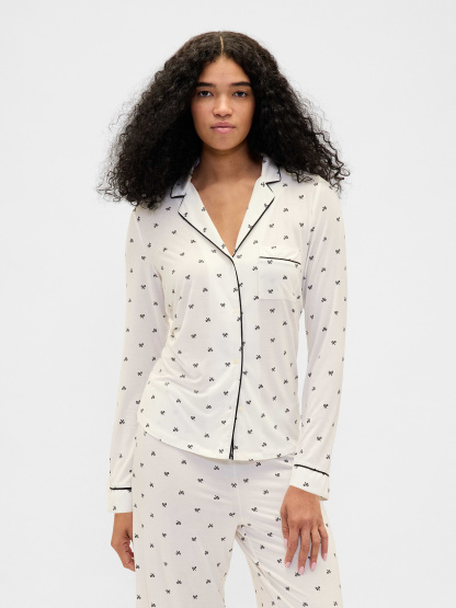 SoftMade Modal PJ Top - Black bow print