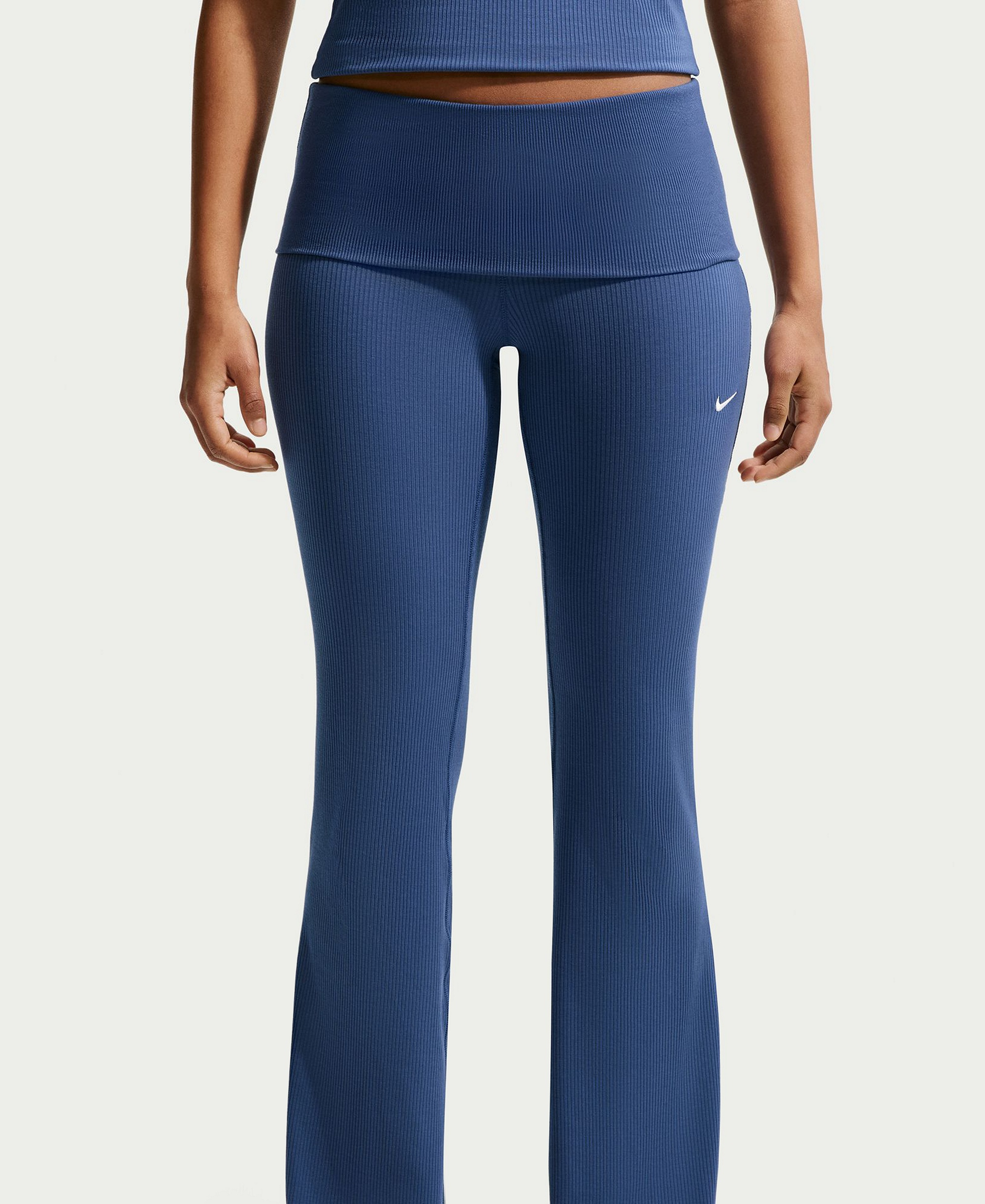 Nike Women's Sportswear Chill Knit Mid-Rise Tight Ribbed Pants - Mystic Navy/sail