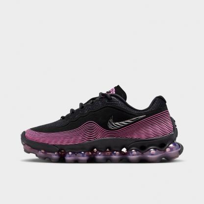 Big Kids' Nithtke Air Liquid Max Casual Shoes - Black/Metallic Silver/Playful Pink - Left shoe facing left. Outside of the shoe.