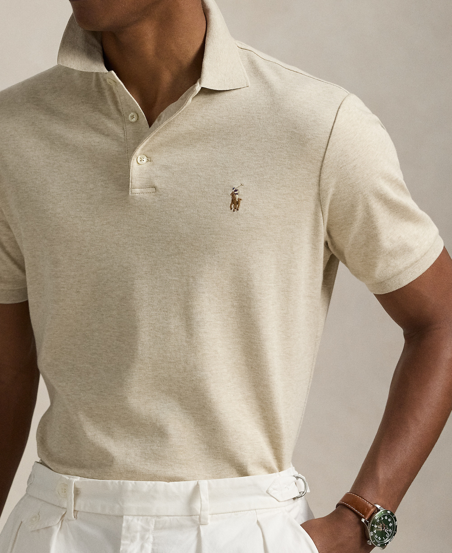 Polo Ralph Lauren Men's Classic Fit Soft Cotton Polo Shirt - Expedition Dune Heather